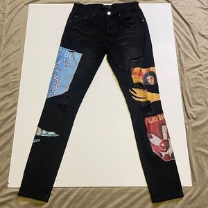 Amiri. Black. Graphic. Patch Jeans. Size 30.